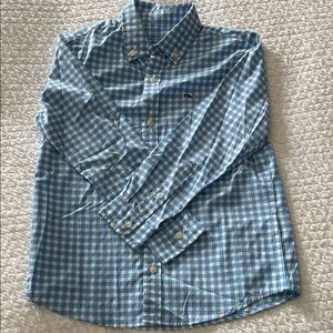Vineyard Vines Blue and White Gingham Button-Down Shirt - kids